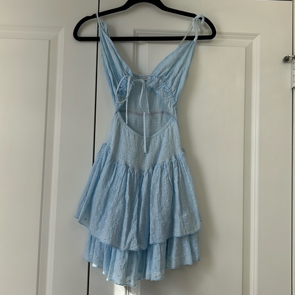 Pretty In Eyelet Mini Dress - Light Blue - Picture 6 of 9